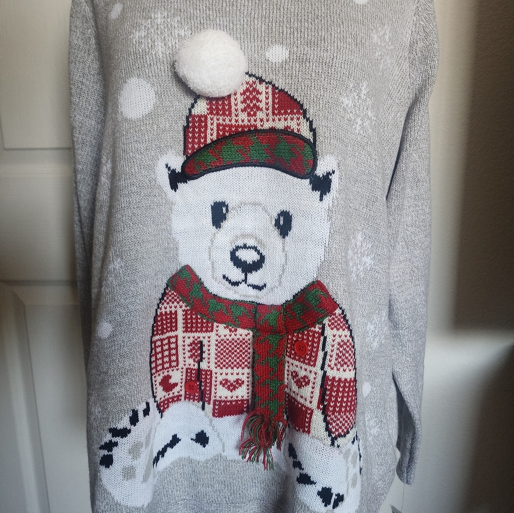 Karen Scott Bear Sweater NWT 1X